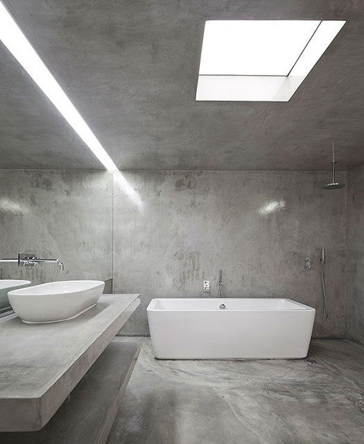 10 Desain Kamar Mandi Material Semen, Artsy & Berbeda dari yang Pernah Ada