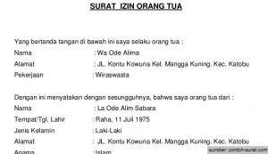 11 Contoh Surat Izin Orang Tua untuk Acara Sekolah, Lamaran Pekerjaan, dan Lainnya