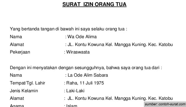 11 Contoh Surat Izin Orang Tua untuk Acara Sekolah, Lamaran Pekerjaan, dan Lainnya