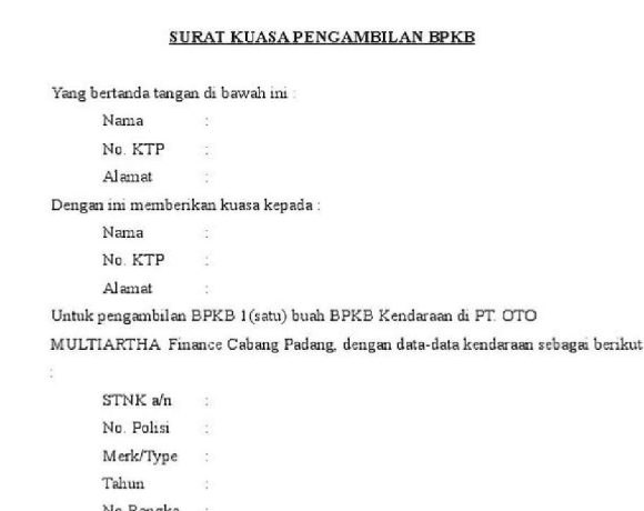 Contoh Surat Kuasa Pengambilan BPKB beserta Cara Pembuatannya. Wajib Dicermati!