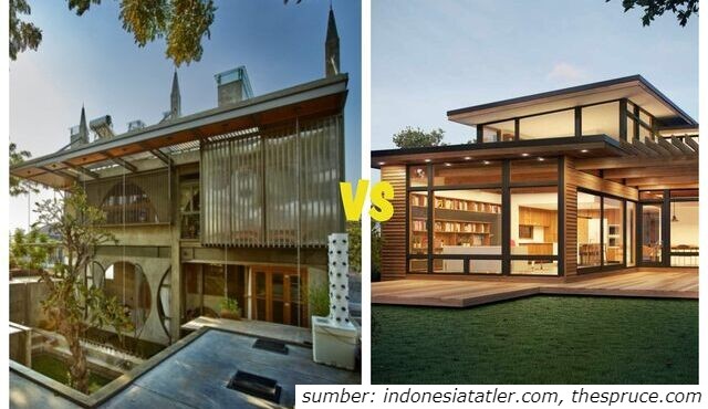 ada empat perbedaan arsitektur modern dan kontemporer