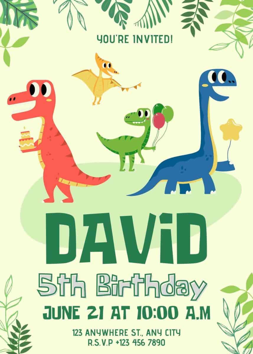 contoh undangan ulang tahun anak dinosaurus