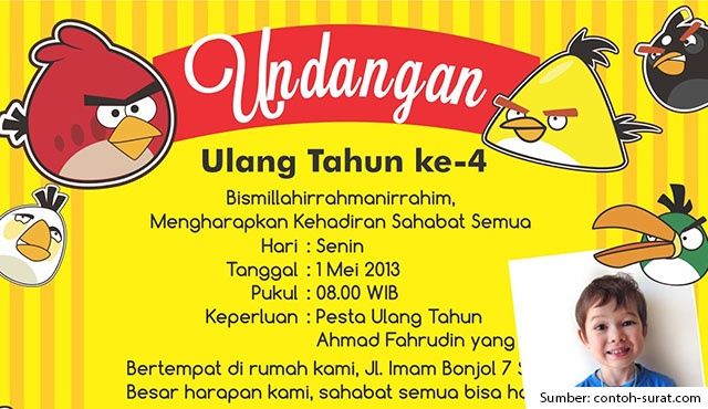 contoh undangan ulang tahun anak