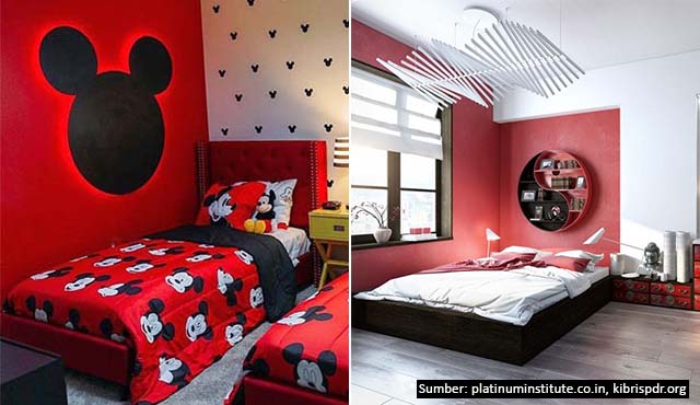 ide desain kamar tidur warna merah
