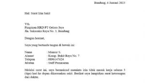 contoh surat izin sakit
