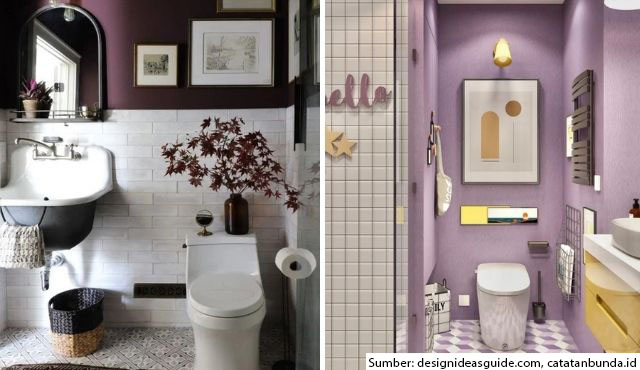 Desain Kamar Mandi Minimalis Warna Ungu
