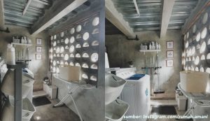 Desain Laundry Room Industrial di Rumah Amani. Ukurannya Kecil dan Letaknya di Semi Basement!