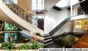 6 Inspirasi Desain Kolam Ikan di Bawah Tangga, Bikin Hunian Lebih Terasa Sejuk & Natural!