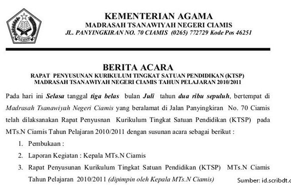 contoh berita acara rapat