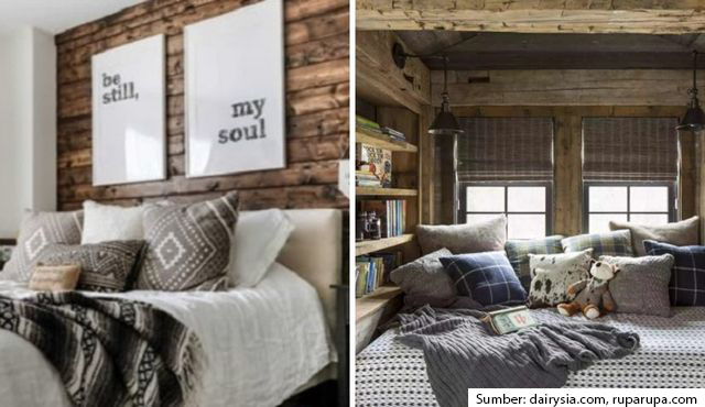 desain kamar tidur rustic
