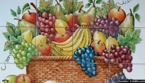 keramik dinding dapur motif buah