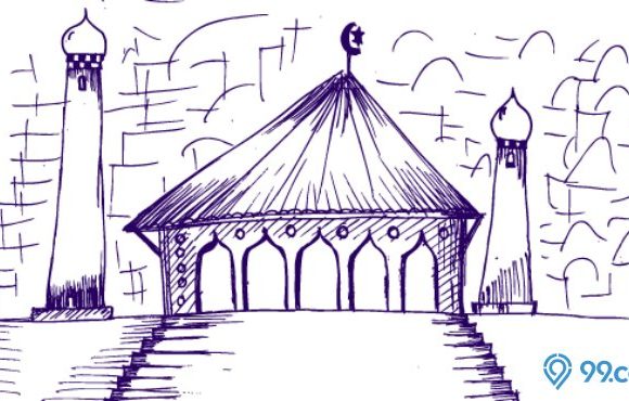 21 Contoh Gambar Masjid yang Mudah Ditiru oleh Anak TK hingga Anak SD