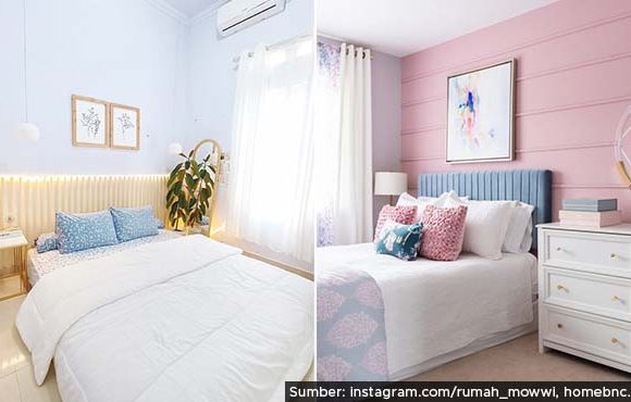 cat kamar tidur warna pastel