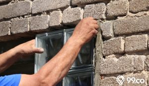 susunan glass block minimalis