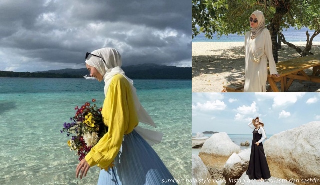 7 Outfit ke Pantai untuk Hijabers yang Trendi dan Stylish. Elegan!