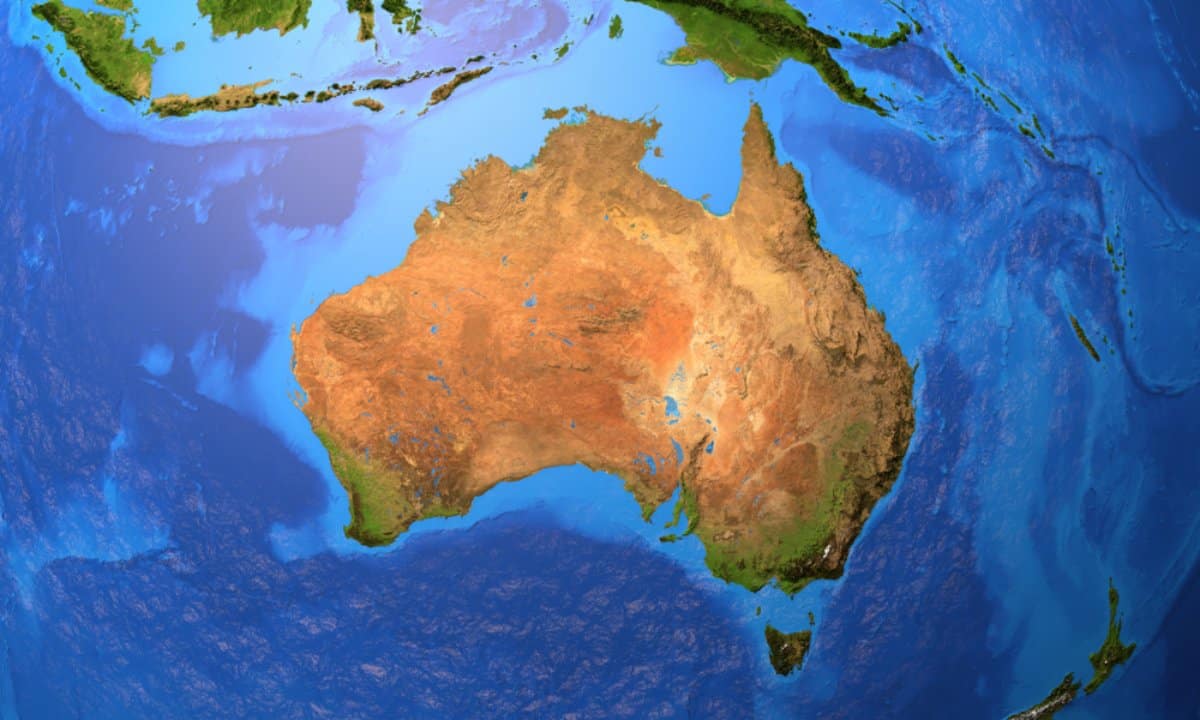 letak geografis benua australia adalah