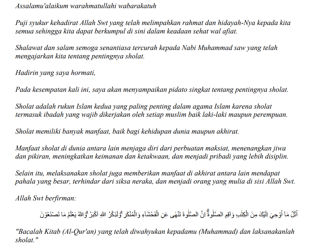 10 Contoh Pidato Islami Singkat Berbagai Tema Disertai Dalil dan Hadis