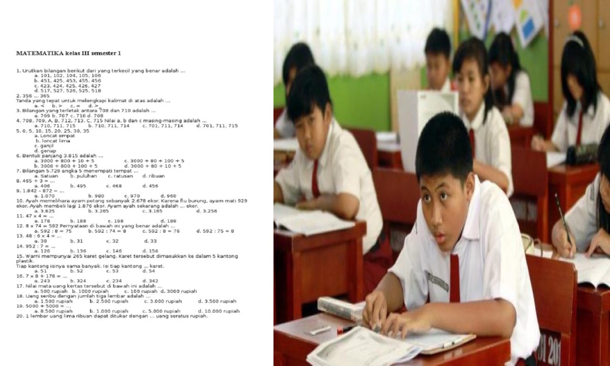 Kumpulan Contoh Soal UTS Matematika Kelas 3 SD Semester 2 dan Kunci Jawabannya