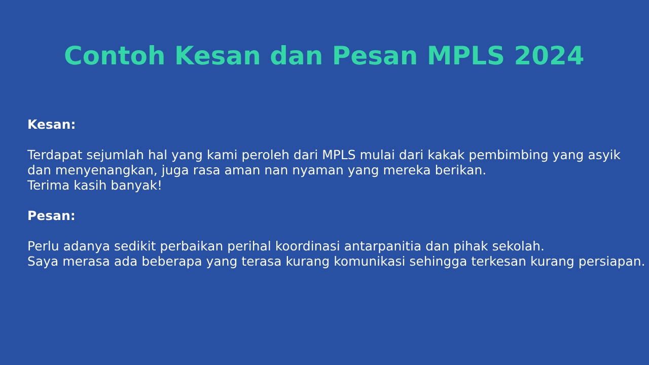 contoh kesan dan pesan mpls 2024