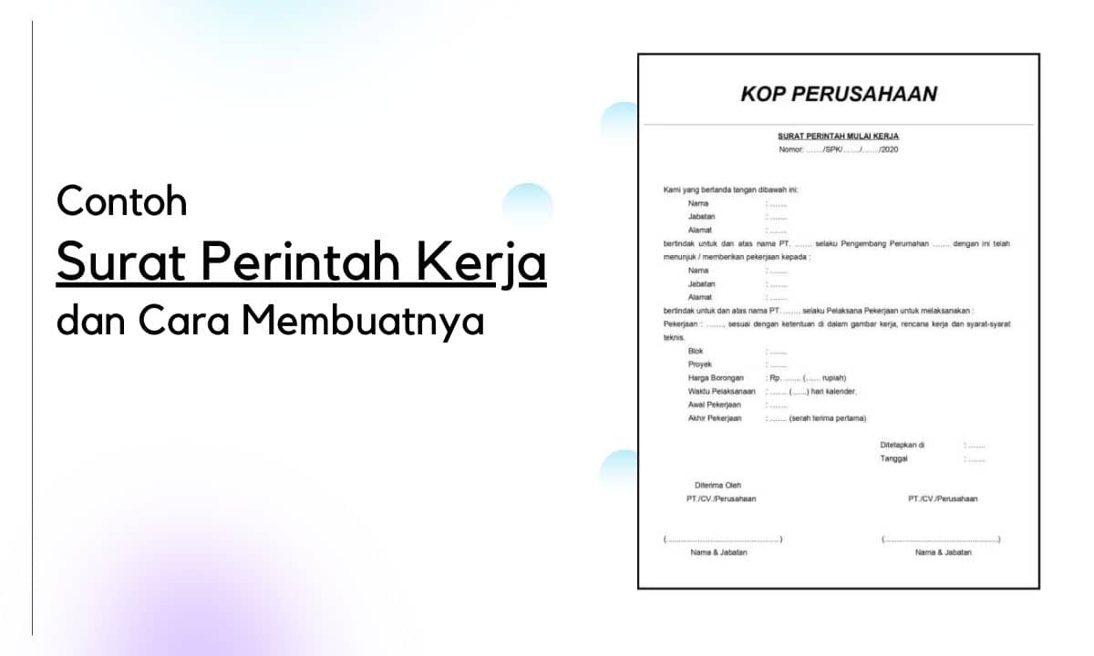 5 Contoh Surat Perintah Kerja (SPK) dan Strukturnya Lengkap