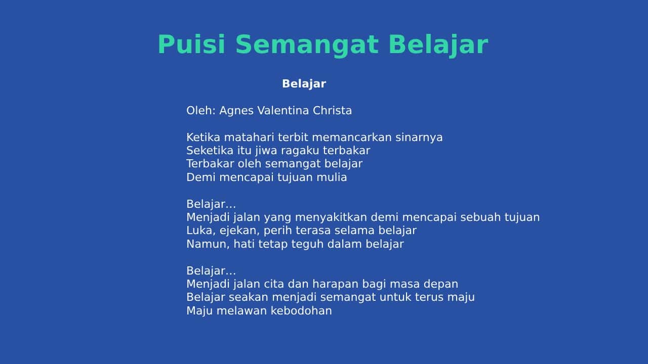 puisi semangat belajar